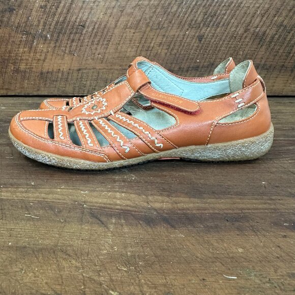 Mephisto Allrounder Galina Orange Leather Fisherman Sandals 7.5 - Picture 2 of 12